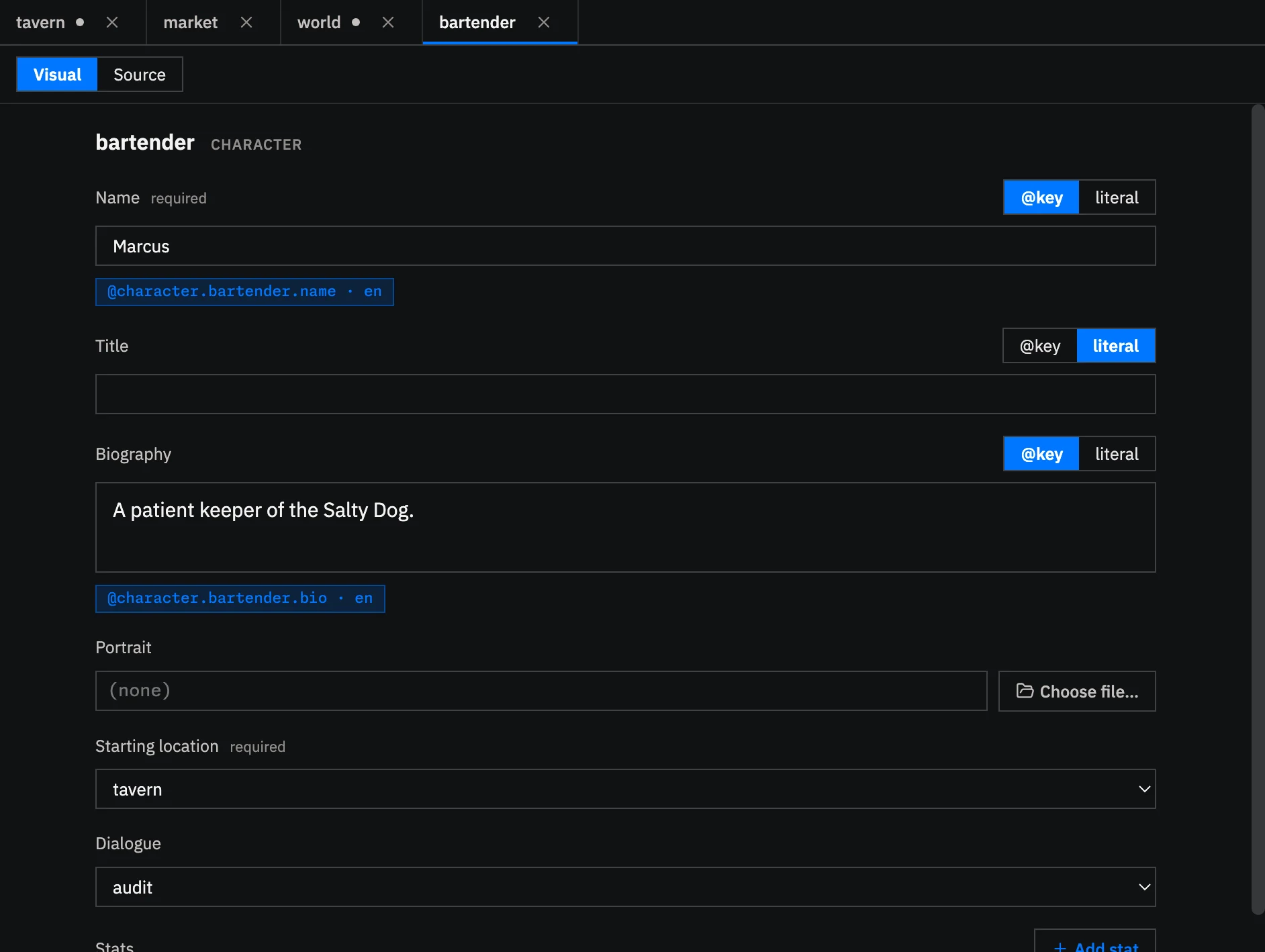 A location using localization keys