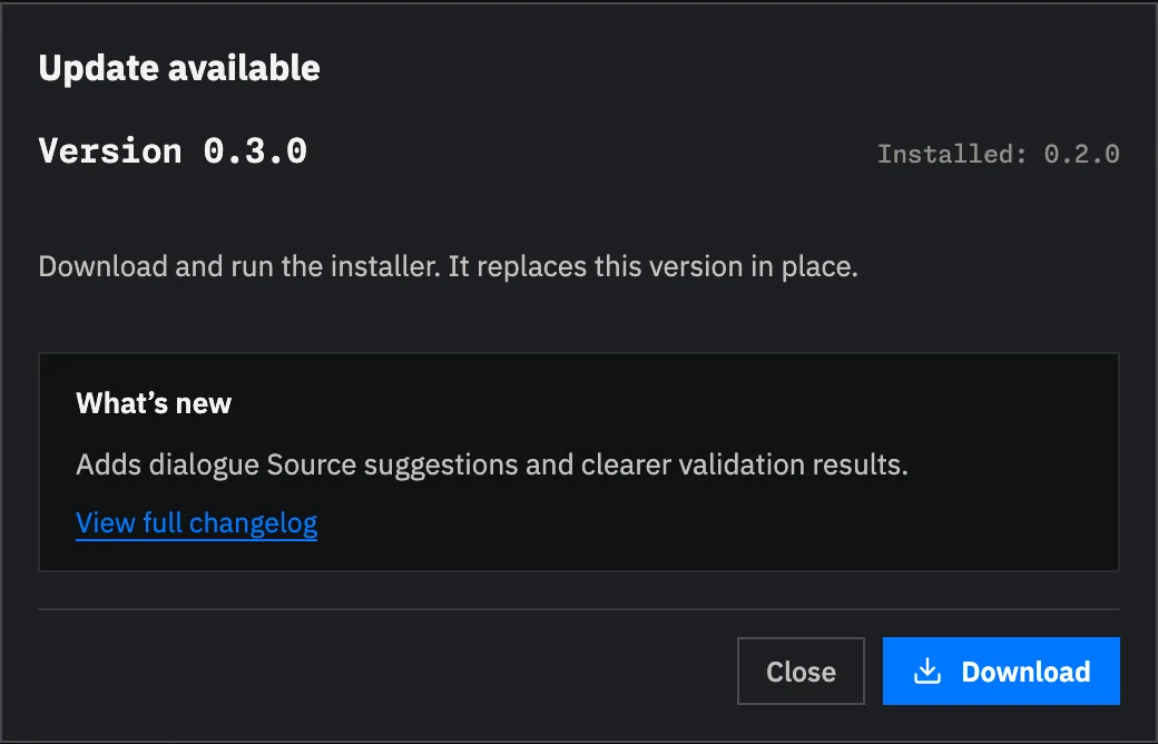 Doodle Studio showing an available update, release notes, and Download button