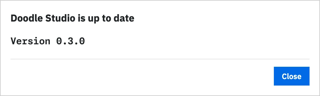 Doodle Studio confirming that the installed version is current