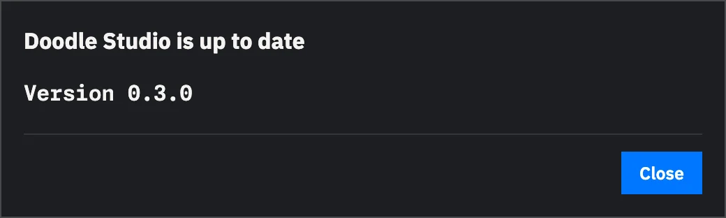 Doodle Studio confirming that the installed version is current